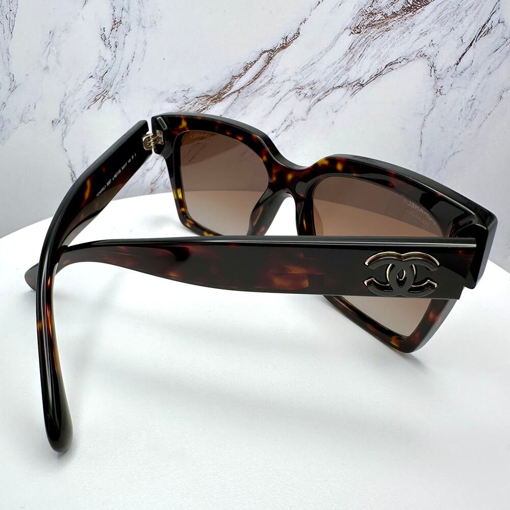 New CHANEL Sunglasses Brown Butterfly Gold Polarized Brown Lens - Picture 15 of 16